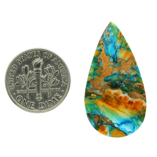 Spiny Oyster Turquoise 17x32x3.5 mm Pear Shape Polished Gemstone LS87-06802