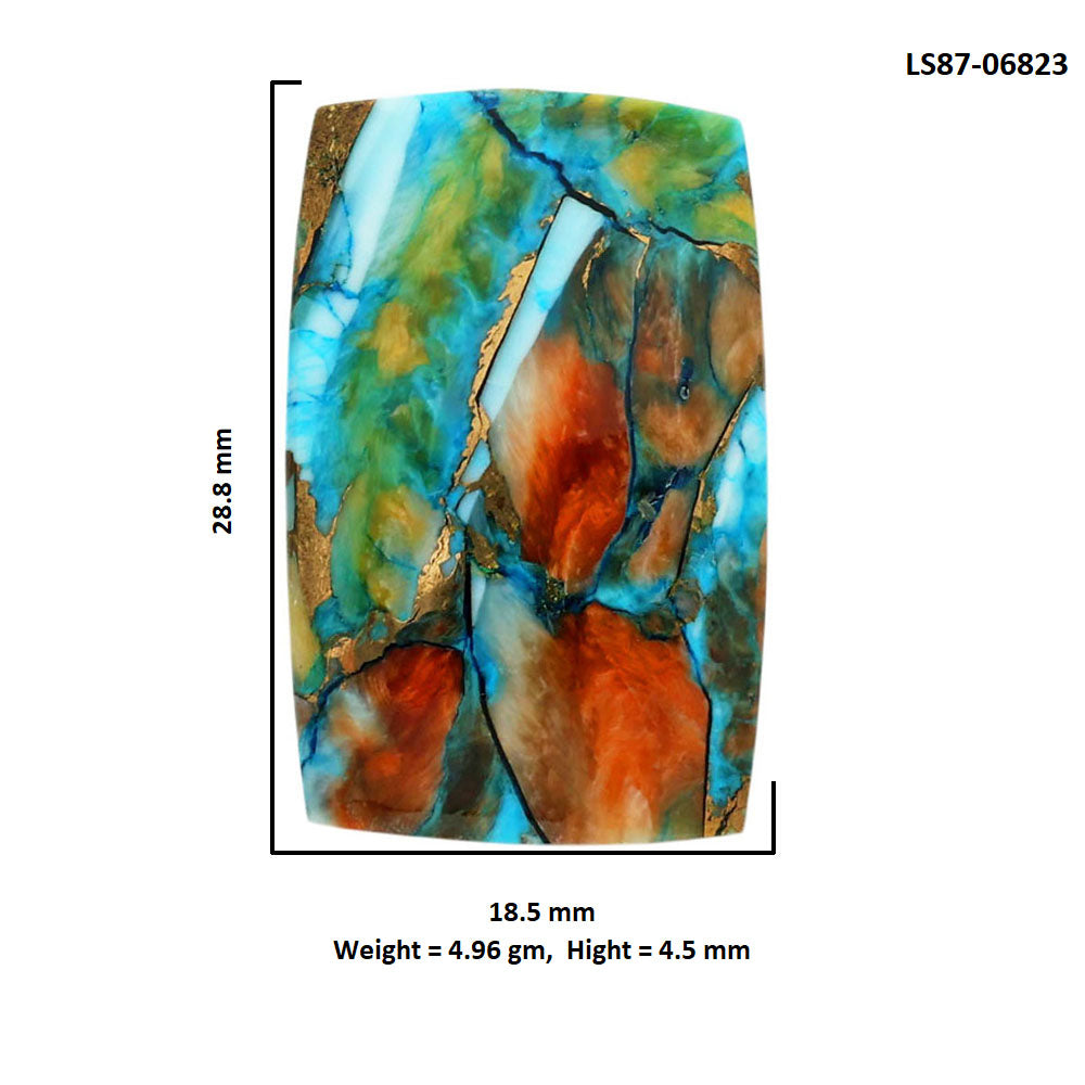 Spiny Oyster Turquoise 18.5x28.8x4.5 mm Baguette Shape Polished Gemstone LS87-06823