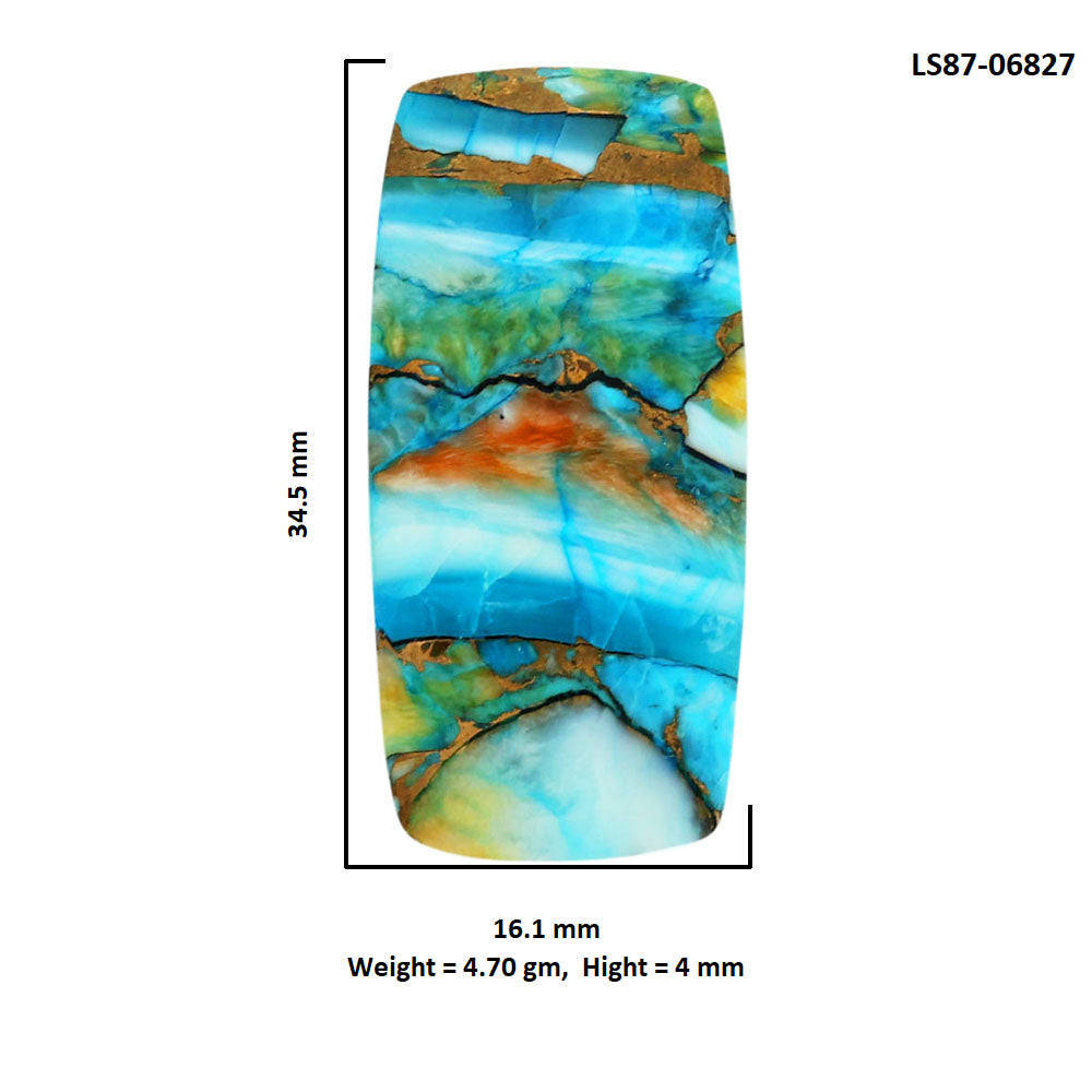 Spiny Oyster Turquoise 16.1x34.5x4 mm Baguette Shape Polished Gemstone LS87-06827