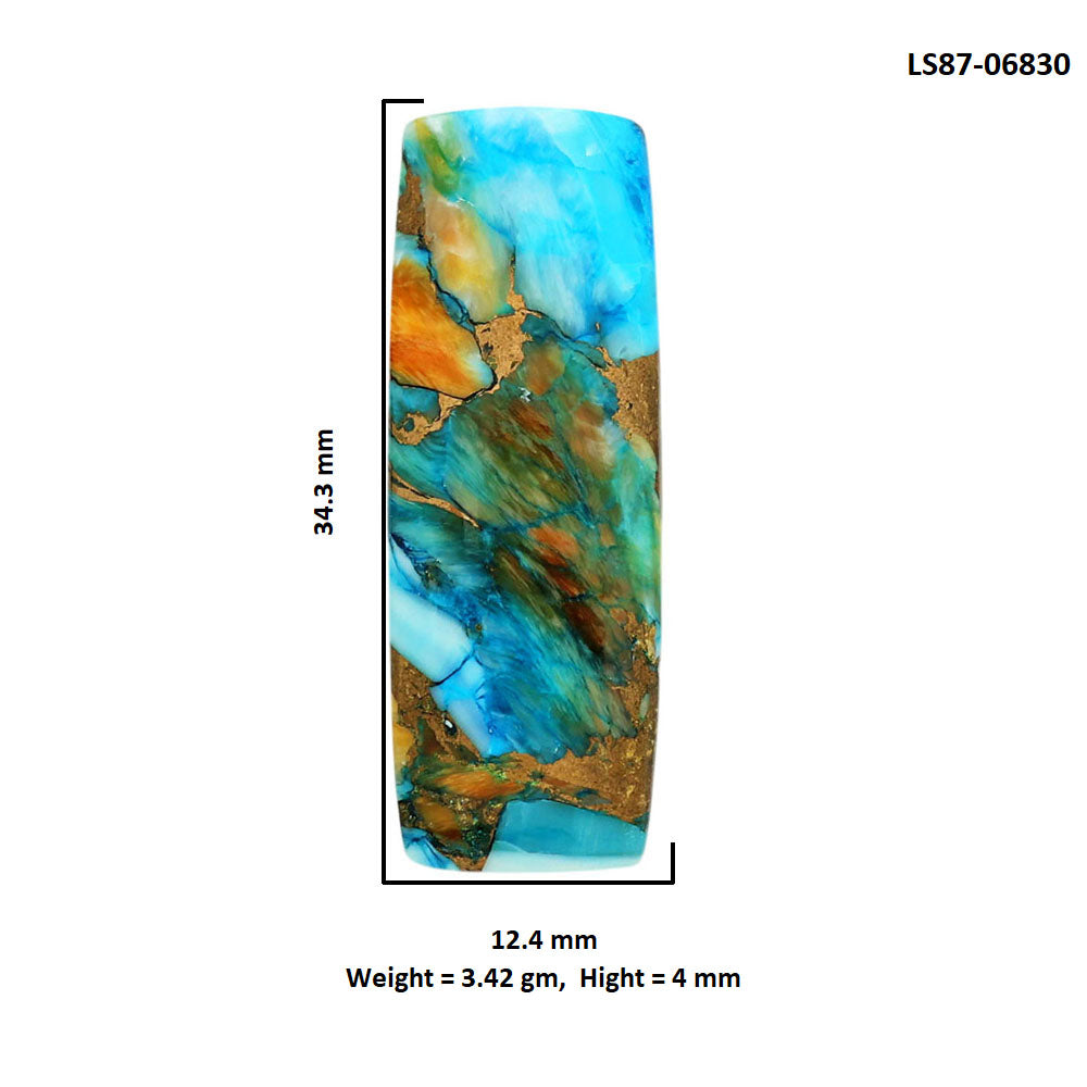 Spiny Oyster Turquoise 12.4x34.3x4 mm Baguette Shape Polished Gemstone LS87-06830