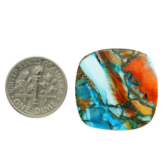 Spiny Oyster Turquoise 23.5x23.8x4.4 mm Cushion Shape Polished Gemstone LS87-06840