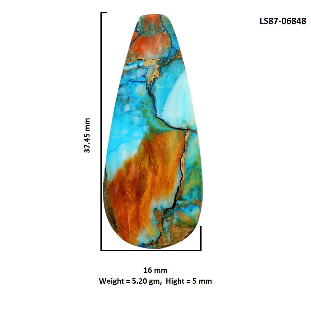 Spiny Oyster Turquoise 16x37.45x5 mm Fancy Shape Polished Gemstone LS87-06848