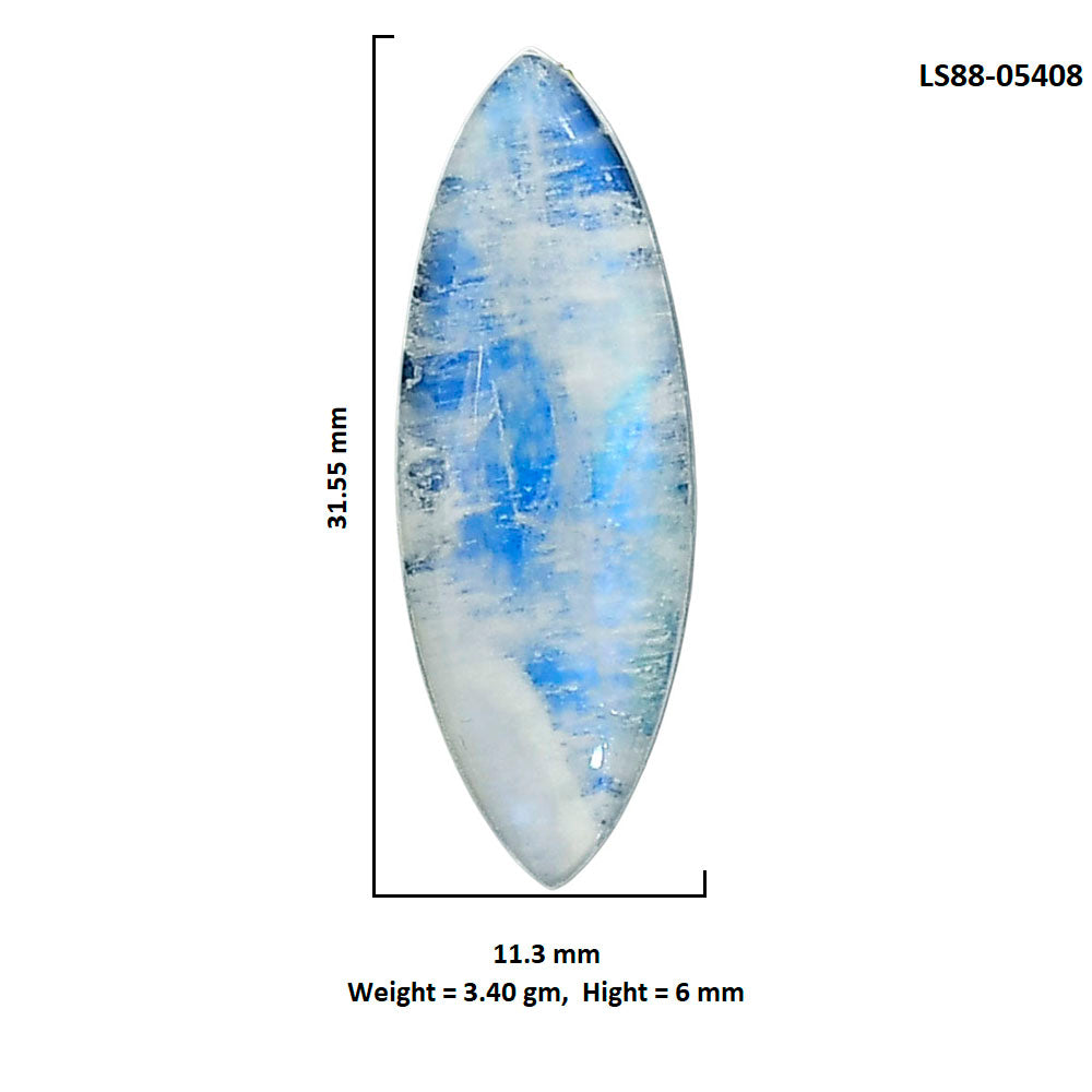 Rainbow Moonstone 11.3x31.55x6 mm Marquise Shape Polished Gemstone LS88-05408