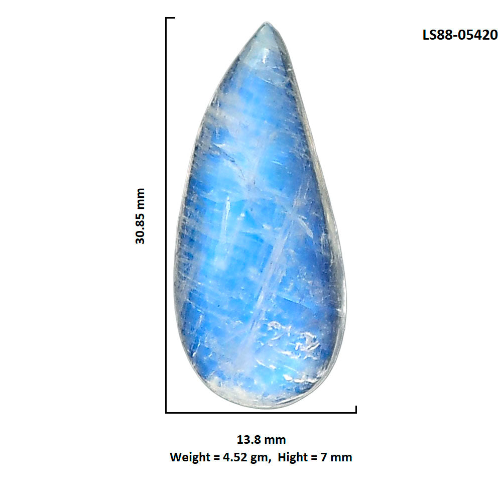 Rainbow Moonstone 13.8x30.85x7 mm Pear Shape Polished Gemstone LS88-05420