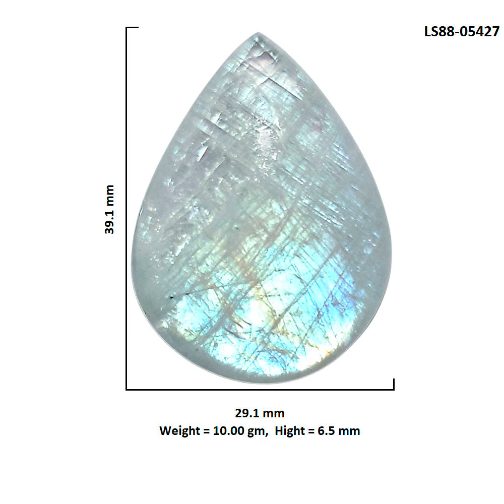 Rainbow Moonstone 29.1x39.1x6.5 mm Pear Shape Polished Gemstone LS88-05427