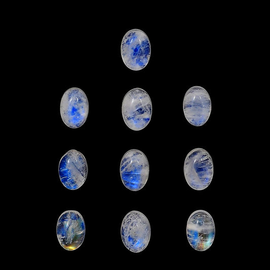 Rainbow Moonstone 10 Piece 5x7x3.5 mm Oval Shape Polished Gemstone LS88-06605