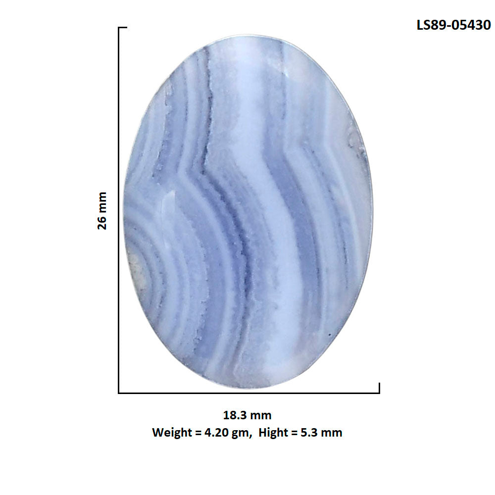 Blue Lace Agate 18.3x26x5.3 mm Oval Shape Polished Gemstone LS89-05430