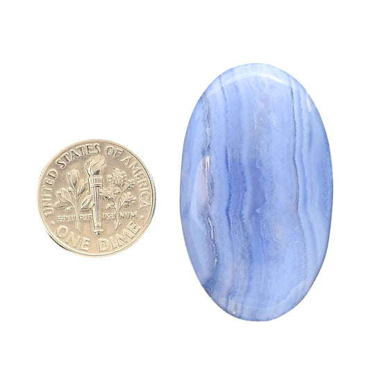 Blue Lace Agate 22.7x38.2x6 mm Oval Shape Polished Gemstone LS89-05431
