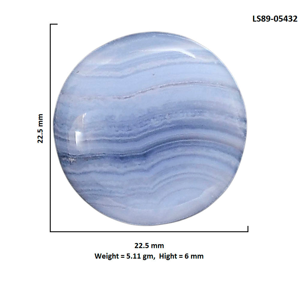 Blue Lace Agate 22.5x22.5x6 mm Round Shape Polished Gemstone LS89-05432