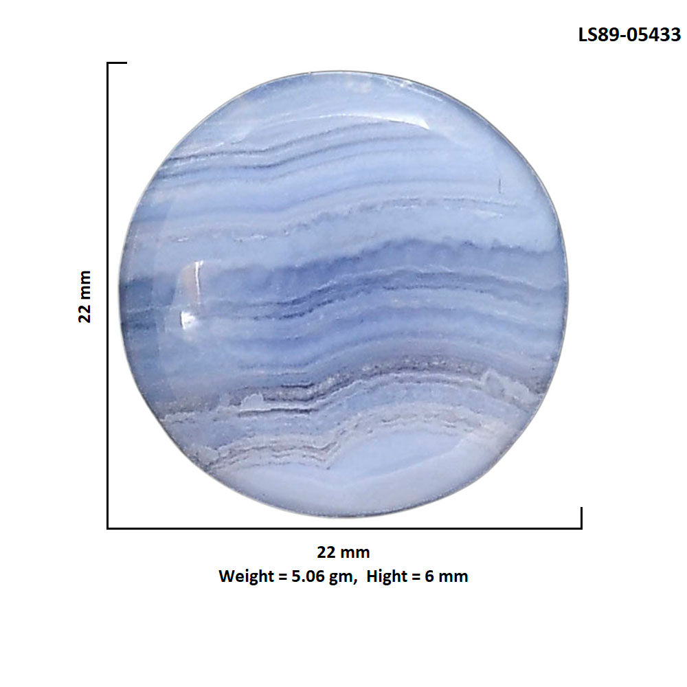 Blue Lace Agate 22x22x6 mm Round Shape Polished Gemstone LS89-05433