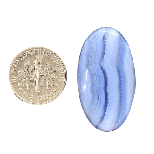 Blue Lace Agate 17.5x31.6x6 mm Oval Shape Polished Gemstone LS89-05434