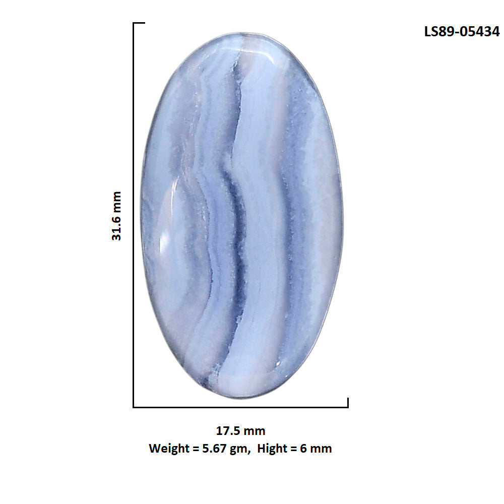 Blue Lace Agate 17.5x31.6x6 mm Oval Shape Polished Gemstone LS89-05434