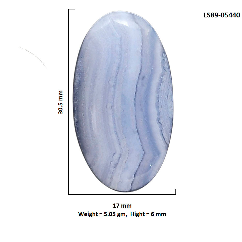 Blue Lace Agate 17x30.5x6 mm Oval Shape Polished Gemstone LS89-05440