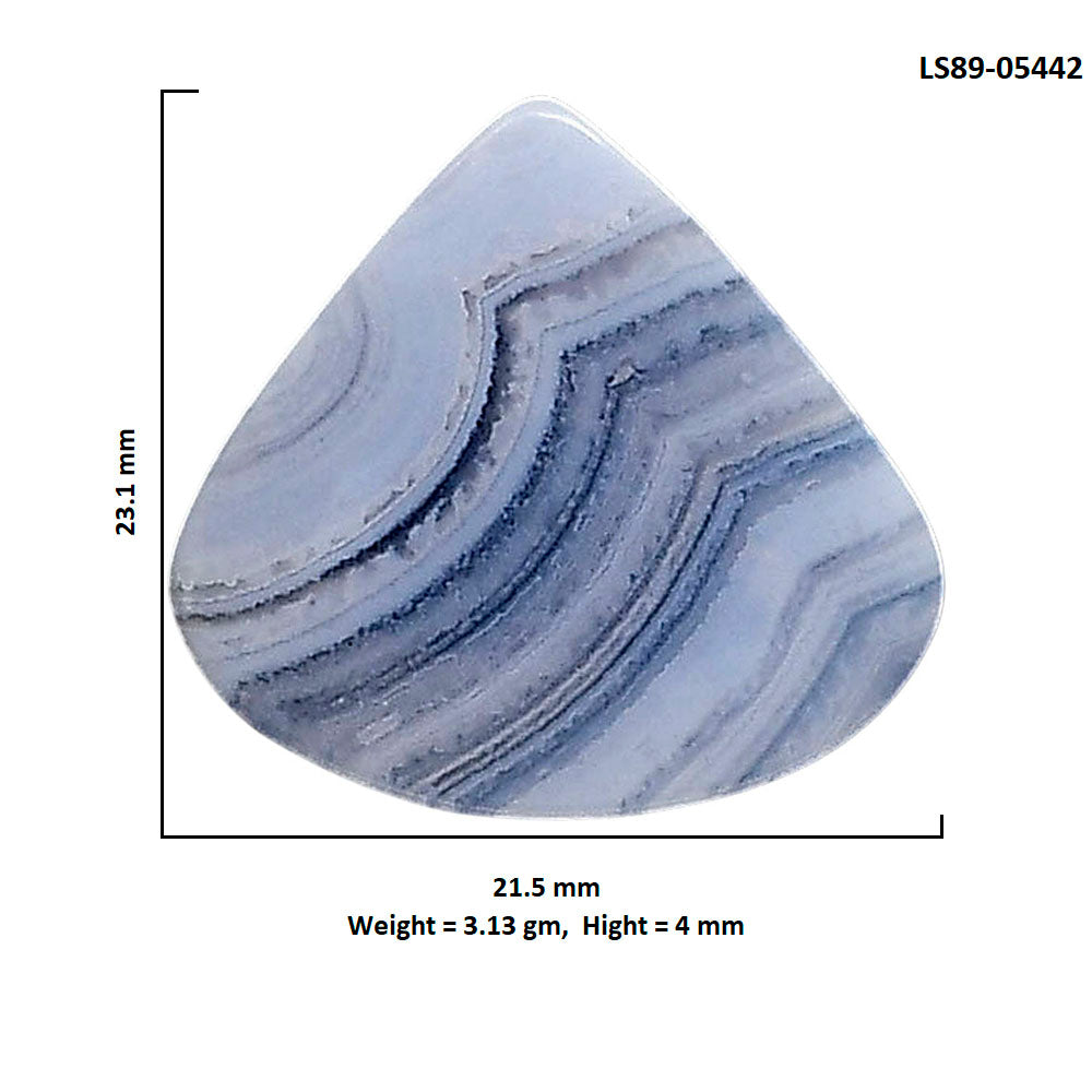 Blue Lace Agate 21.5x23.1x4 mm Heart Shape Polished Gemstone LS89-05442