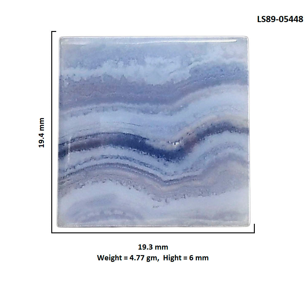 Blue Lace Agate 19.3x19.4x6 mm Baguette Shape Polished Gemstone LS89-05448
