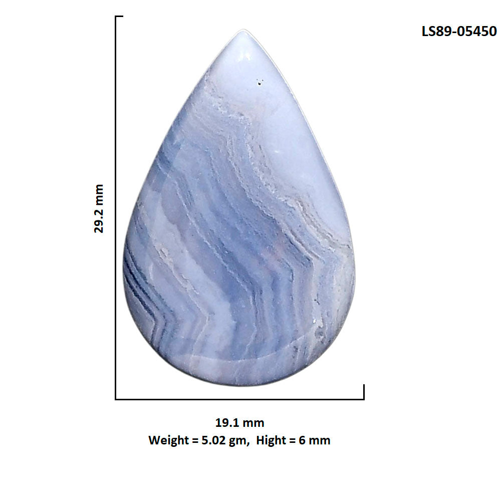 Blue Lace Agate 19.1x29.2x6 mm Pear Shape Polished Gemstone LS89-05450
