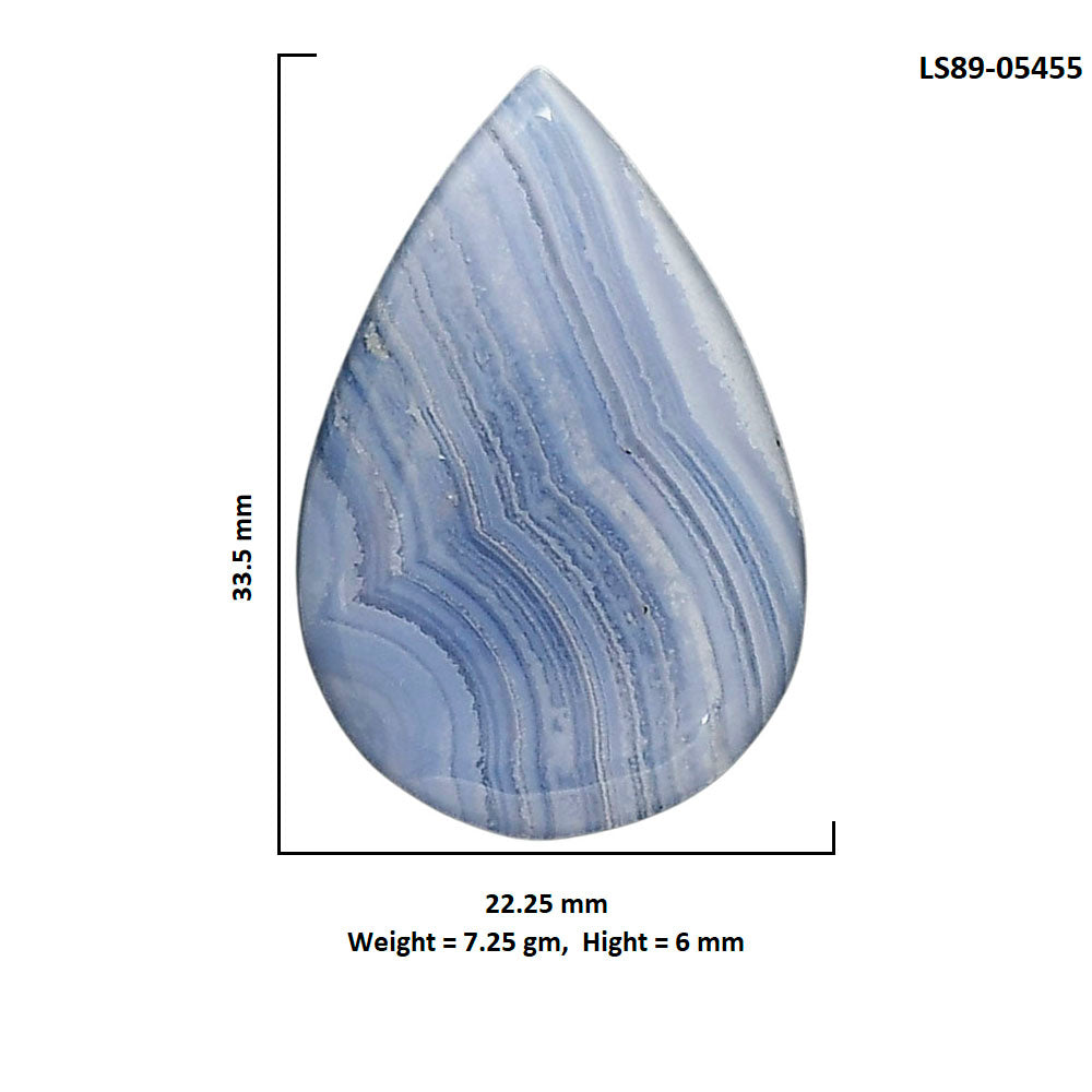 Blue Lace Agate 22.25x33.5x6 mm Pear Shape Polished Gemstone LS89-05455