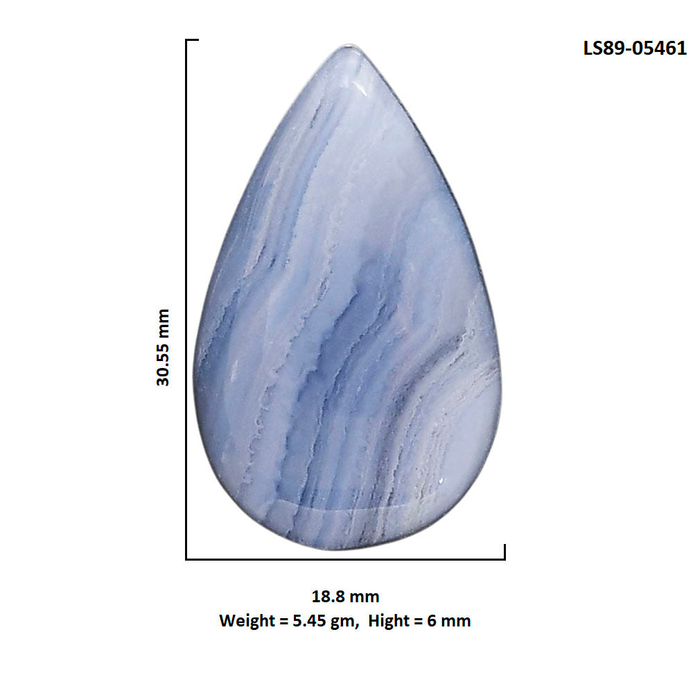 Blue Lace Agate 18.8x30.55x6 mm Pear Shape Polished Gemstone LS89-05461