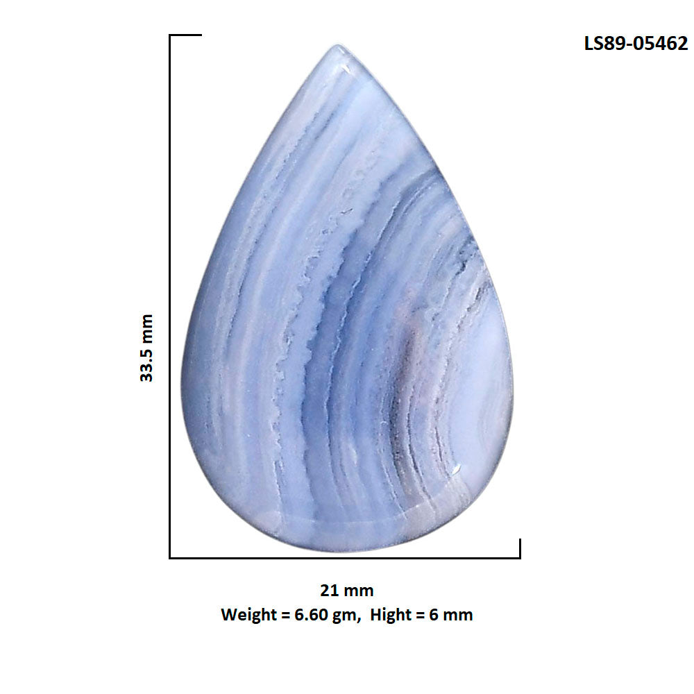 Blue Lace Agate 21x33.5x6 mm Pear Shape Polished Gemstone LS89-05462