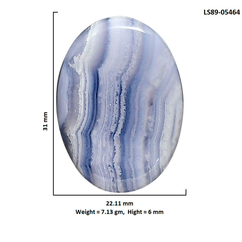 Blue Lace Agate 22.11x31x6 mm Oval Shape Polished Gemstone LS89-05464