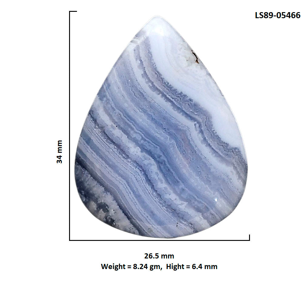 Blue Lace Agate 26.5x34x6.4 mm Pear Shape Polished Gemstone LS89-05466