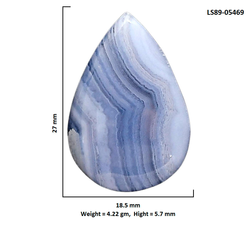 Blue Lace Agate 18.5x27x5.7 mm Pear Shape Polished Gemstone LS89-05469