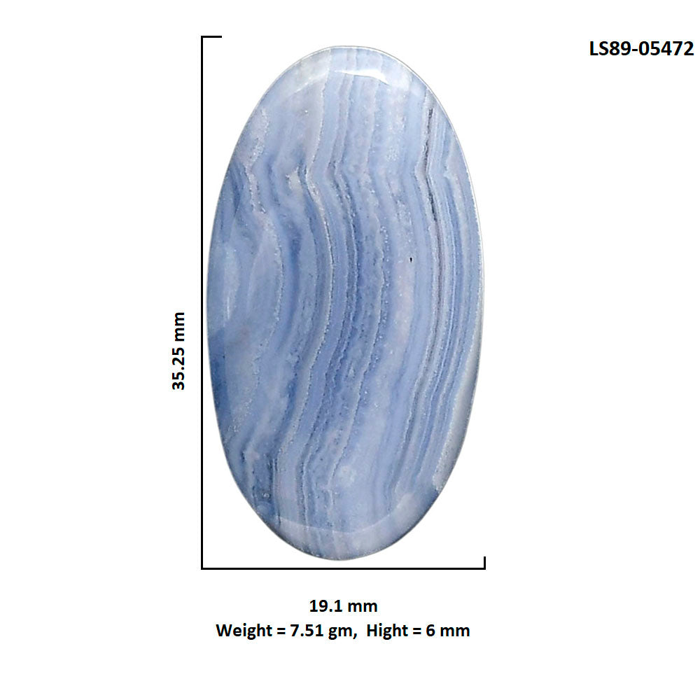Blue Lace Agate 19.1x35.25x6 mm Oval Shape Polished Gemstone LS89-05472
