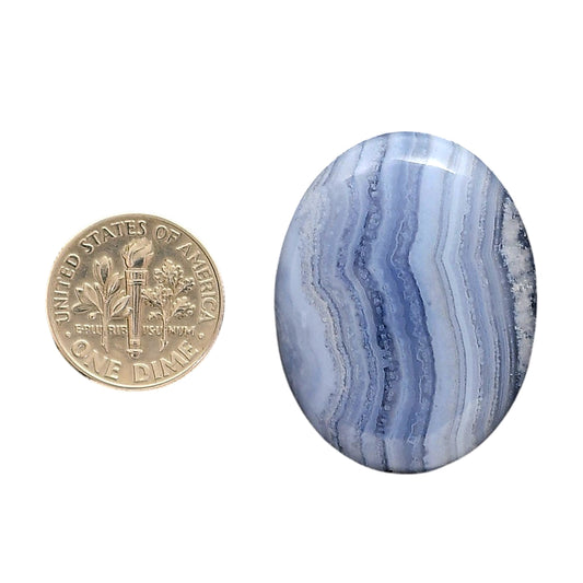 Blue Lace Agate 26x33.8x7 mm Oval Shape Polished Gemstone LS89-05480