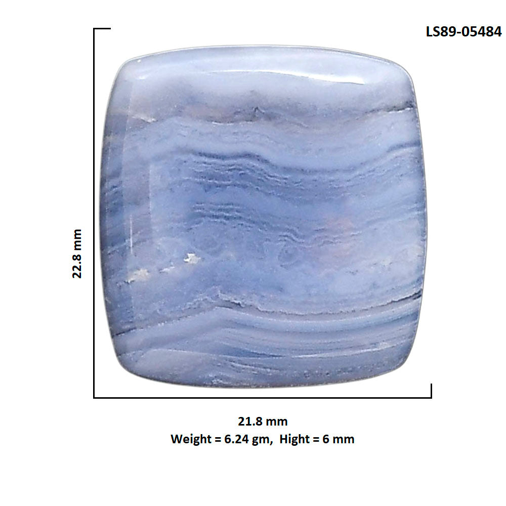 Blue Lace Agate 21.8x22.8x6 mm Baguette Shape Polished Gemstone LS89-05484