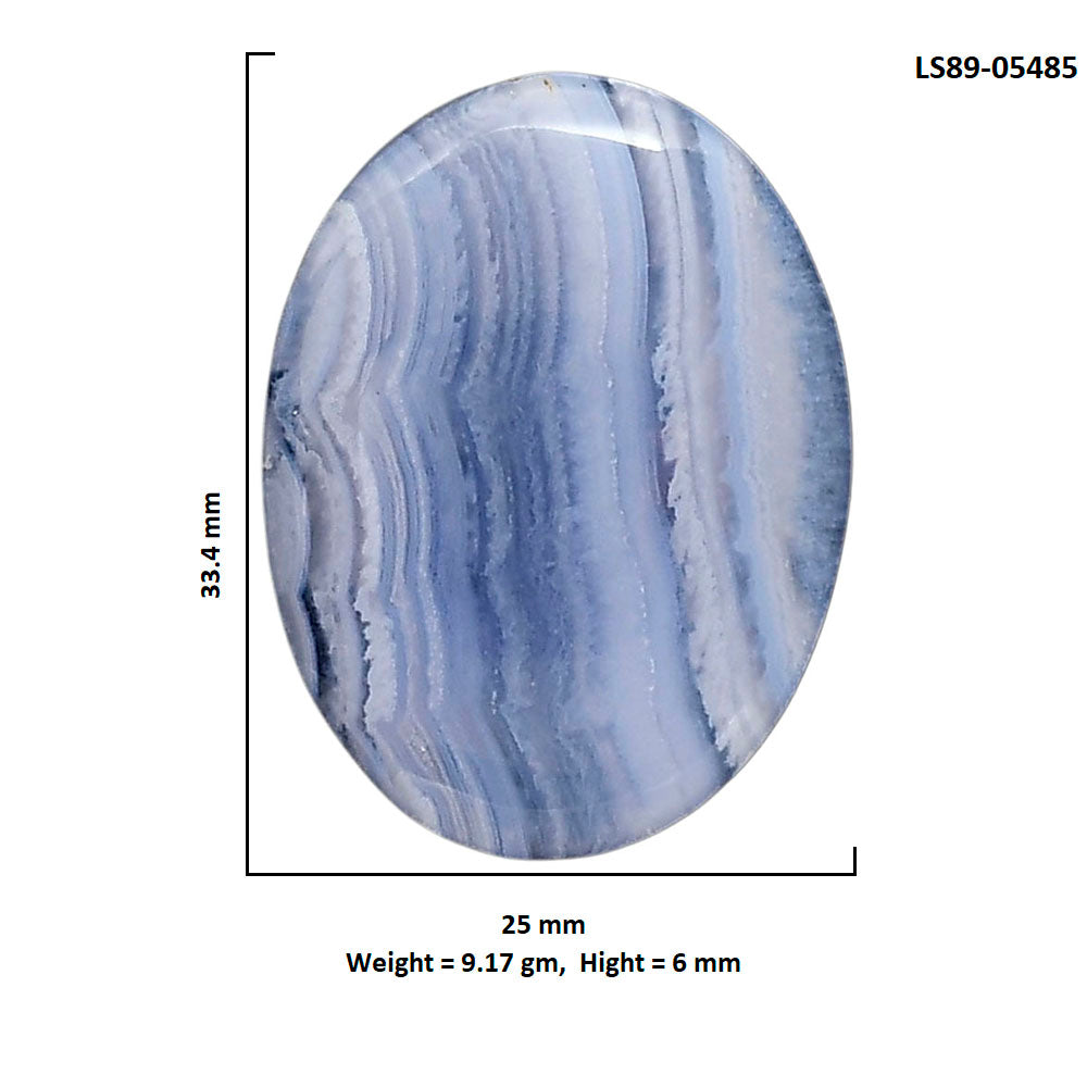 Blue Lace Agate 25x33.4x6 mm Oval Shape Polished Gemstone LS89-05485