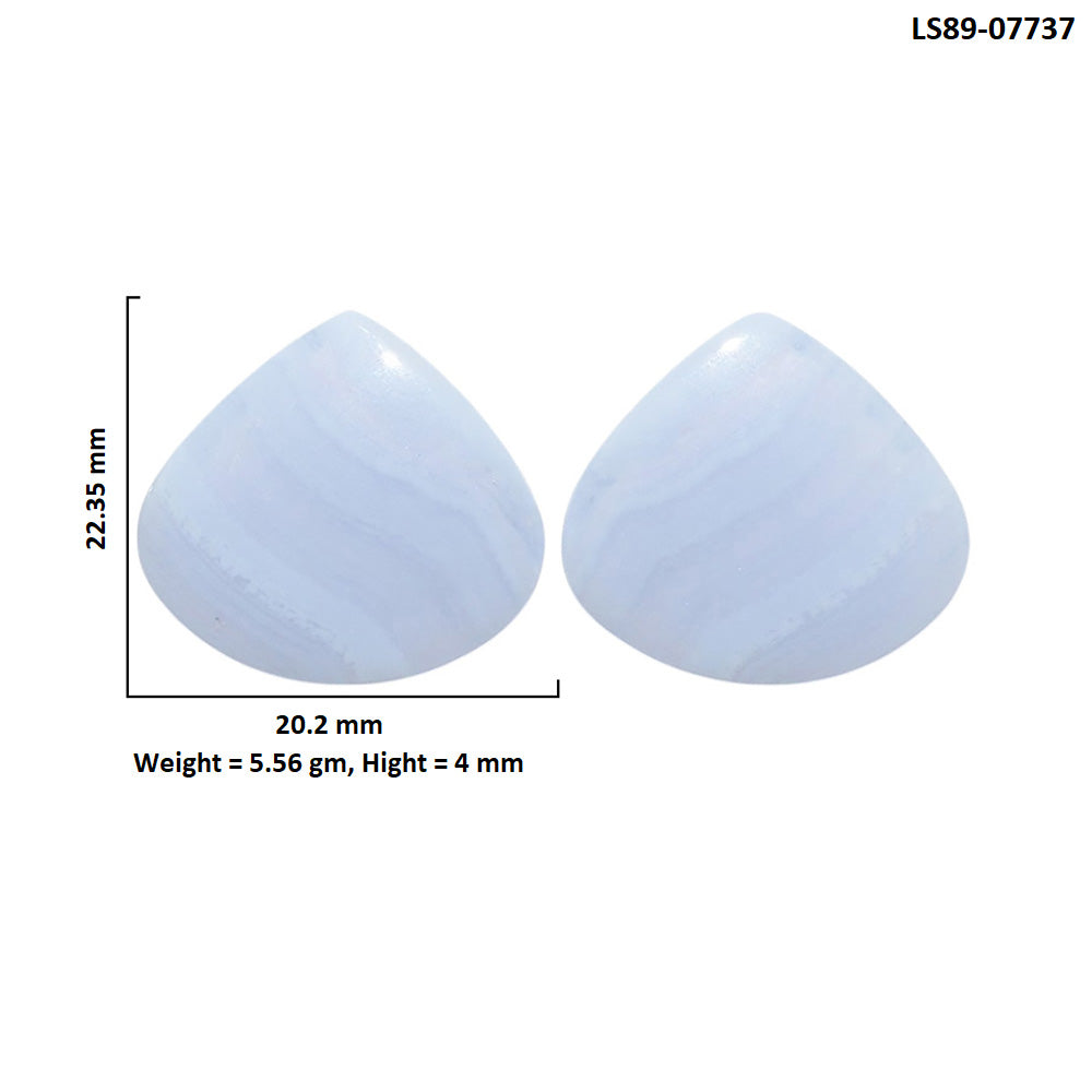 Blue Lace Agate Pair 20.2x22.35x4 mm Heart Shape Polished Gemstone LS89-07737
