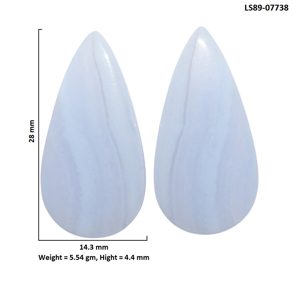 Blue Lace Agate Pair 14.3x28x4.4 mm Pear Shape Polished Gemstone LS89-07738