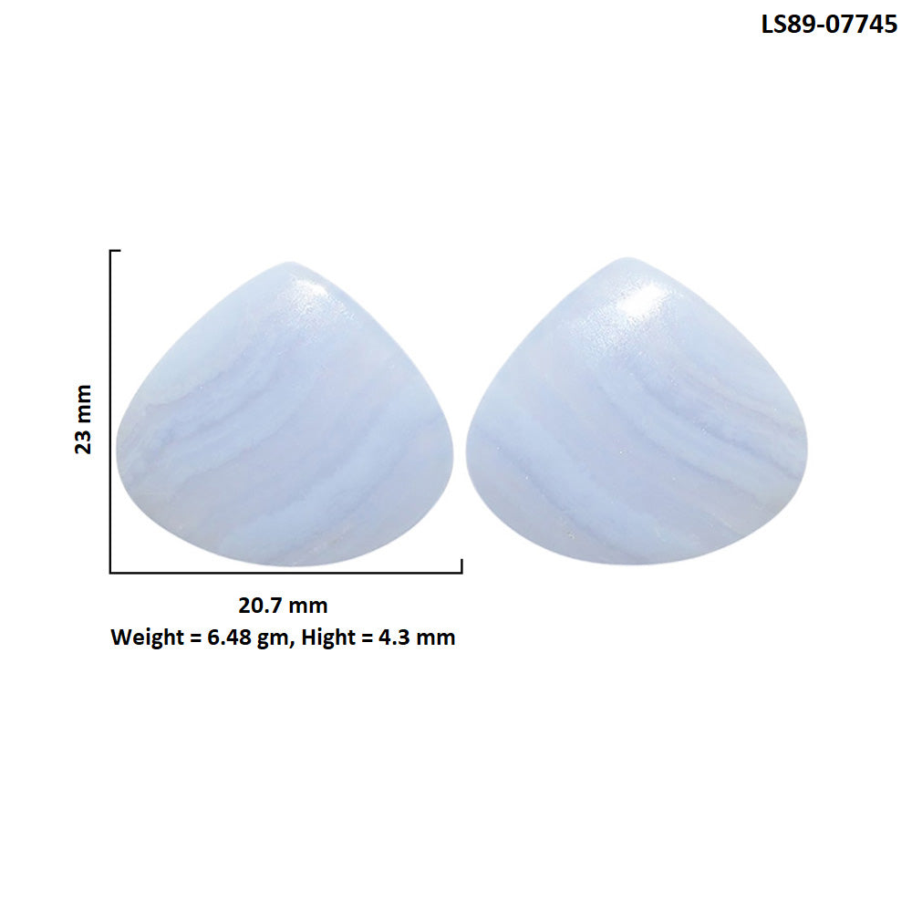 Blue Lace Agate Pair 20.7x23x4.3 mm Heart Shape Polished Gemstone LS89-07745