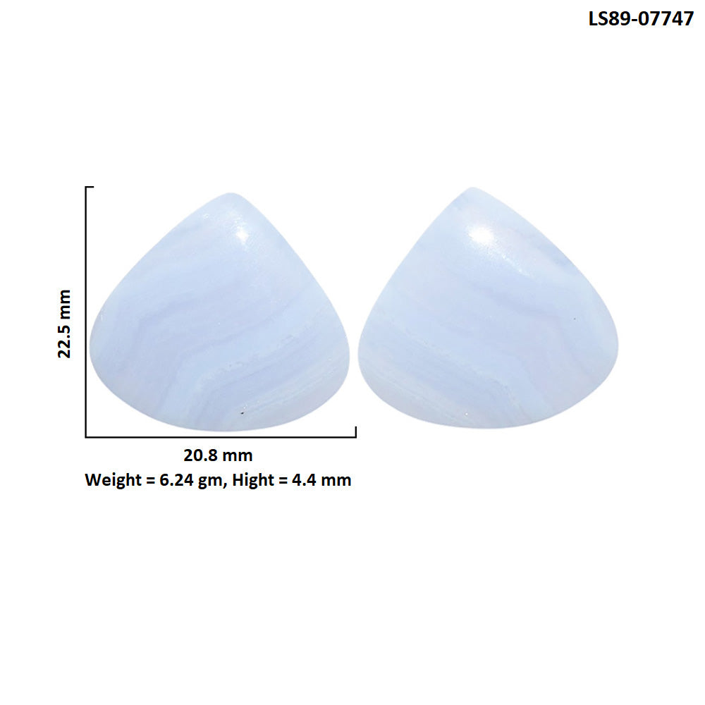 Blue Lace Agate Pair 20.8x22.5x4.4 mm Heart Shape Polished Gemstone LS89-07747