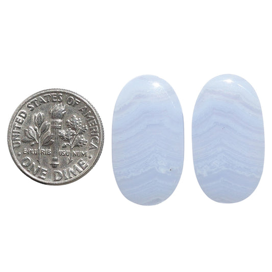 Blue Lace Agate Pair 13.3x23.6x4.5 mm Oval Shape Polished Gemstone LS89-07749