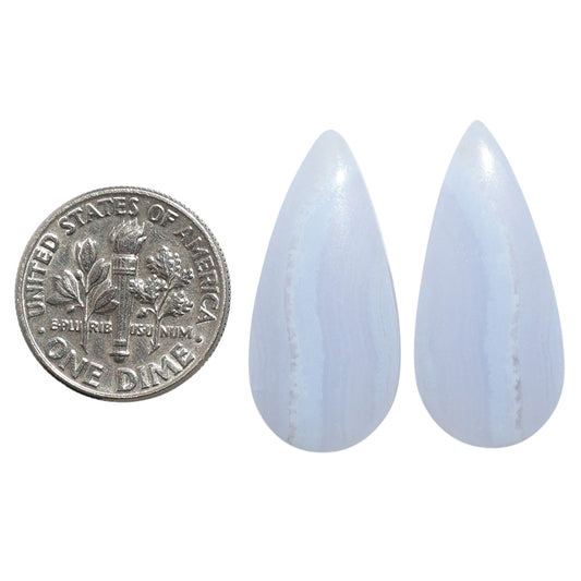 Blue Lace Agate Pair 12.3x26.5x4.5 mm Pear Shape Polished Gemstone LS89-07750