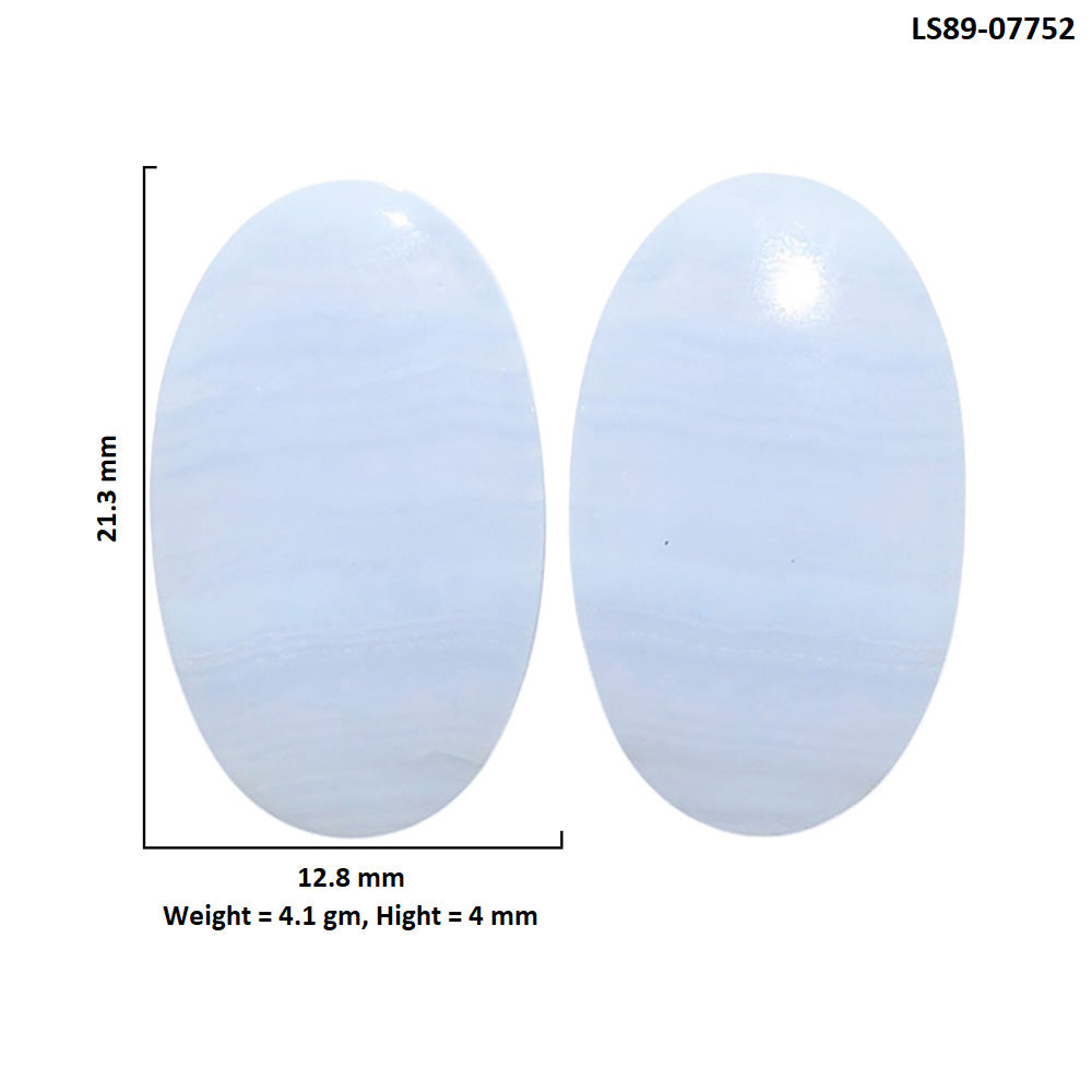 Blue Lace Agate Pair 12.8x21.3x4 mm Oval Shape Polished Gemstone LS89-07752