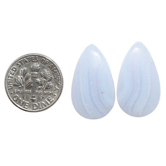 Blue Lace Agate Pair 13.2x22.6x4 mm Pear Shape Polished Gemstone LS89-07757