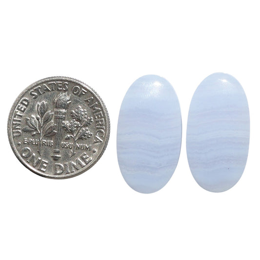 Blue Lace Agate Pair 11x20.4x4.6 mm Oval Shape Polished Gemstone LS89-07760