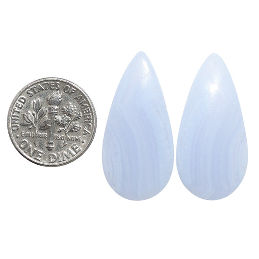 Blue Lace Agate Pair 14.1x29.25x4.3 mm Pear Shape Polished Gemstone LS89-07764