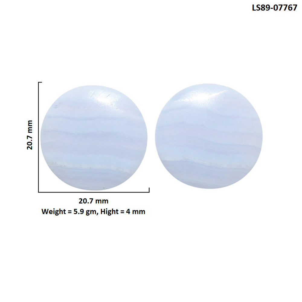 Blue Lace Agate Pair 20.7x20.7x4 mm Round Shape Polished Gemstone LS89-07767