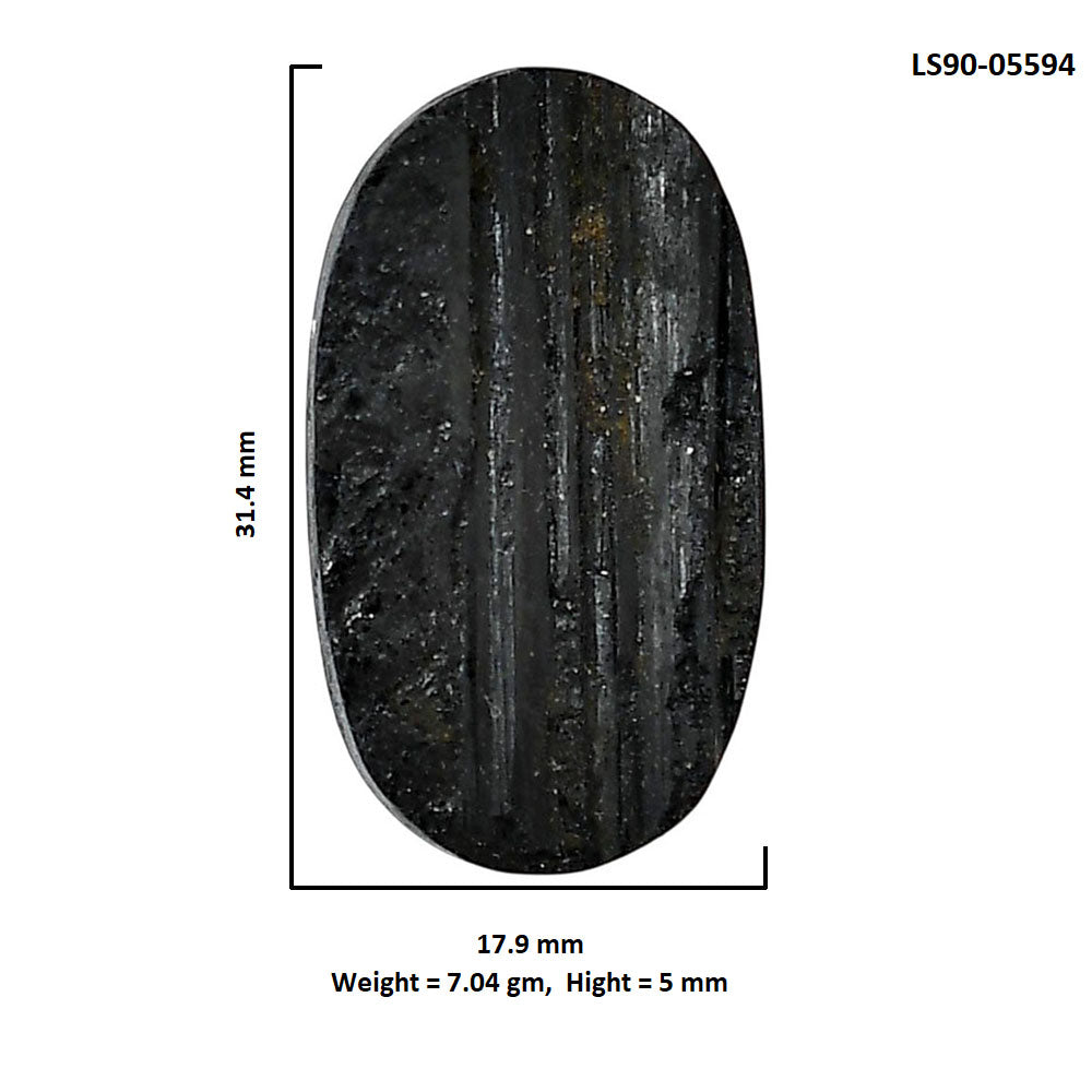 Black Tourmaline Rough 17.9x31.4x5 mm Oval Shape Polished Gemstone LS90-05594