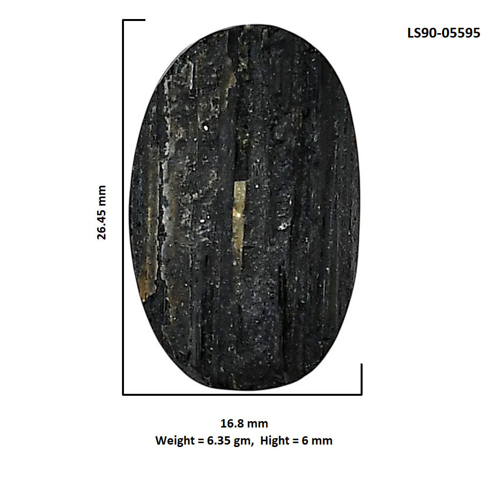 Black Tourmaline Rough 16.8x26.45x6 mm Oval Shape Polished Gemstone LS90-05595