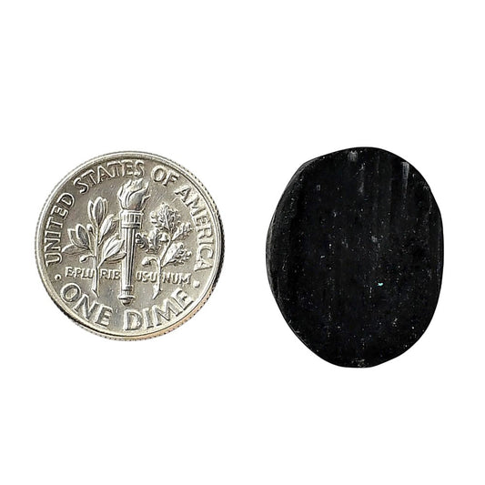 Black Tourmaline Rough 16.3x20.5x7 mm Oval Shape Polished Gemstone LS90-05598