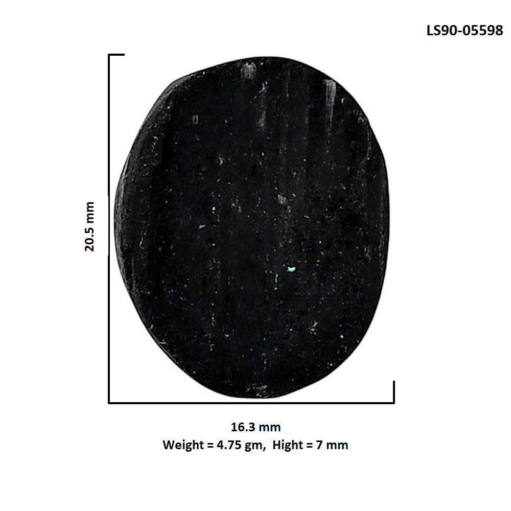 Black Tourmaline Rough 16.3x20.5x7 mm Oval Shape Polished Gemstone LS90-05598