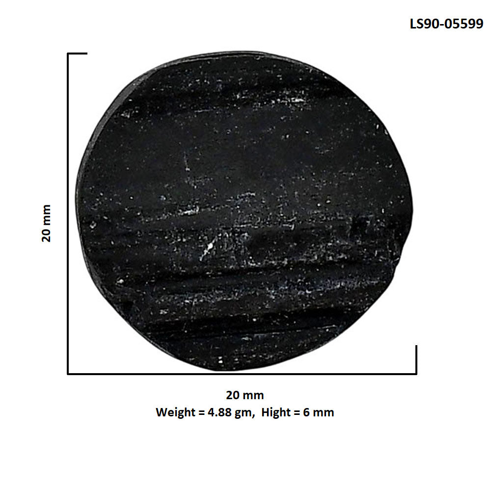 Black Tourmaline Rough 20x20x6 mm Round Shape Polished Gemstone LS90-05599
