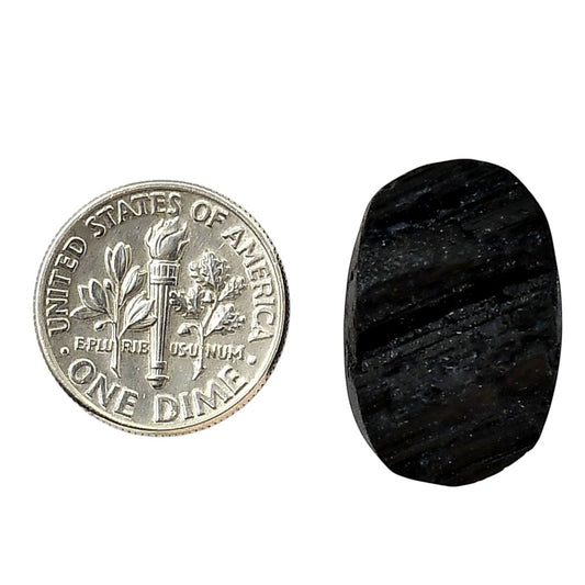 Black Tourmaline Rough 15x22.3x8 mm Oval Shape Polished Gemstone LS90-05600