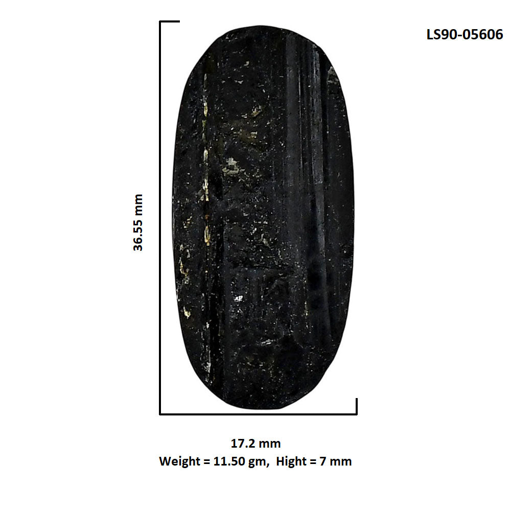 Black Tourmaline Rough 17.2x36.55x7 mm Oval Shape Polished Gemstone LS90-05606