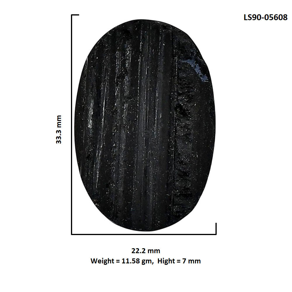 Black Tourmaline Rough 22.2x33.3x7 mm Oval Shape Polished Gemstone LS90-05608