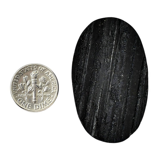Black Tourmaline Rough 27.5x45.45x8 mm Oval Shape Polished Gemstone LS90-05609